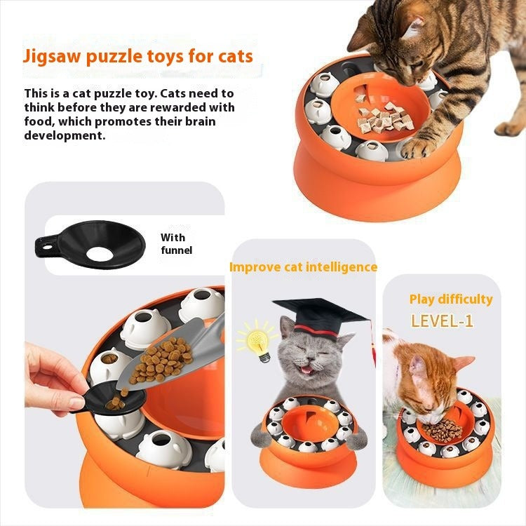 Rotating Food Leakage Cat Bowl Puzzle Toy