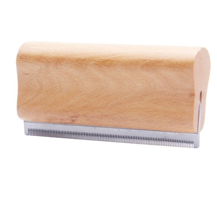Solid Wood Handle Pet Hair Removal Comb