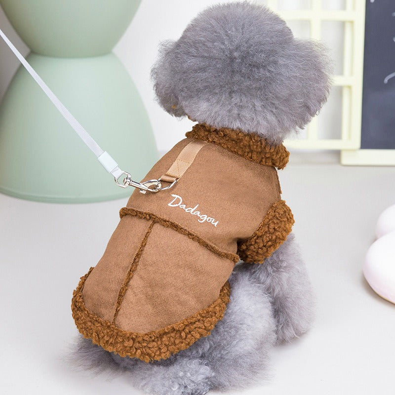 Peach Velvet Winter Pet Vest