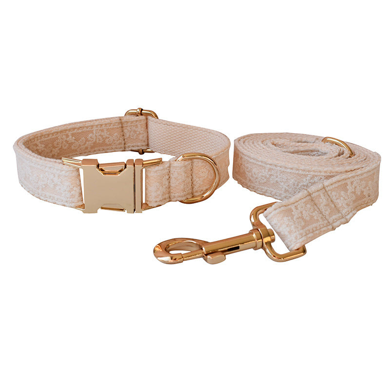 Lace Pet Collar with Metal Buckle and Bow Design