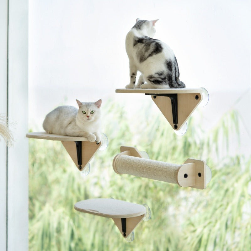Cat Wall Mounted Scratch Tree with Hammock and Perch
