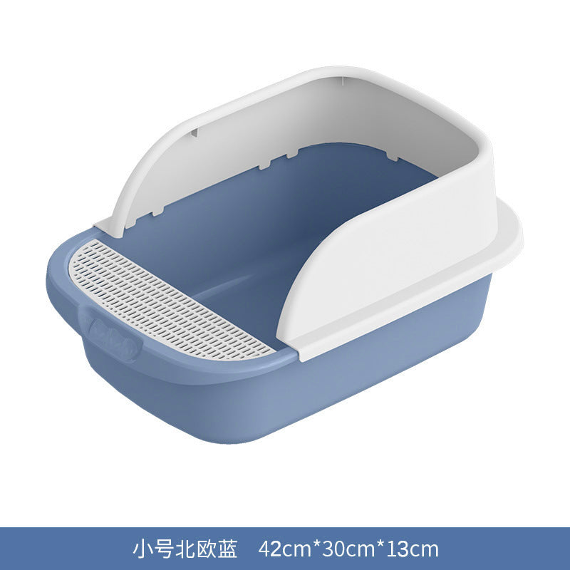 Large Cat Litter Box with Half Enclosure and Splash Guard
