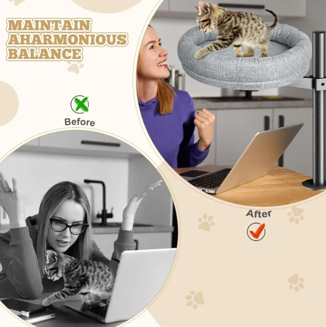Adjustable Height Rotating Cat Bed
