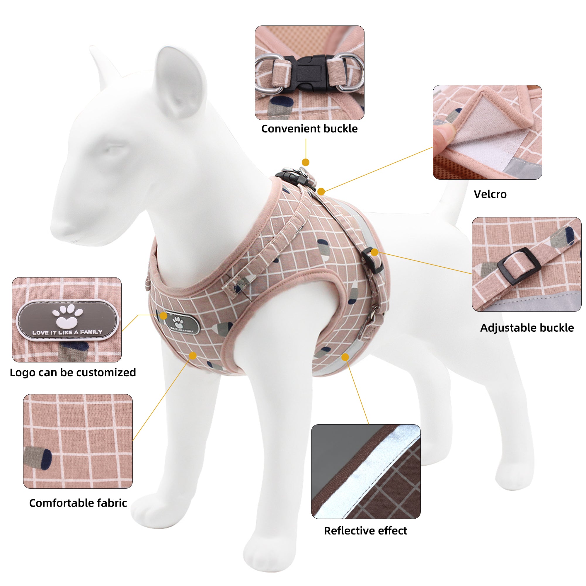 Adjustable Reflective Pet Traction Rope and Collar Set