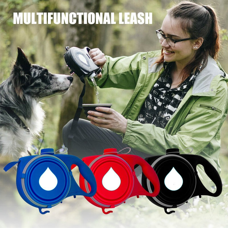 Retractable Dog Leash with Water Bottle