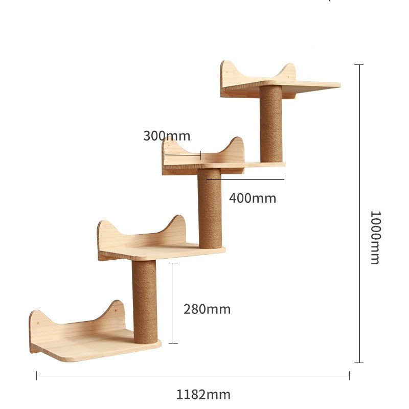 Wall-Mounted Solid Wood Cat Shelves & Perches