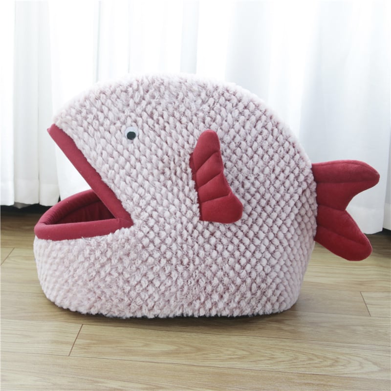 Fish-Shaped Cartoon Pet Bed for Cats and Small Dogs