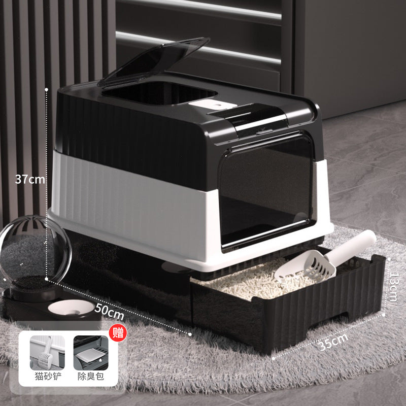 Large Enclosed Cat Litter Box with Door for Pets