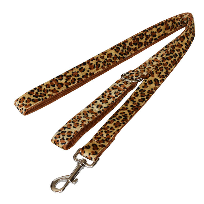 Leopard Print Zinc Alloy Dog Collar with Deep Bottom