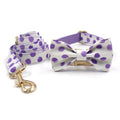 Wind Purple Polka Dot Dog Collar and Leash Bow Set