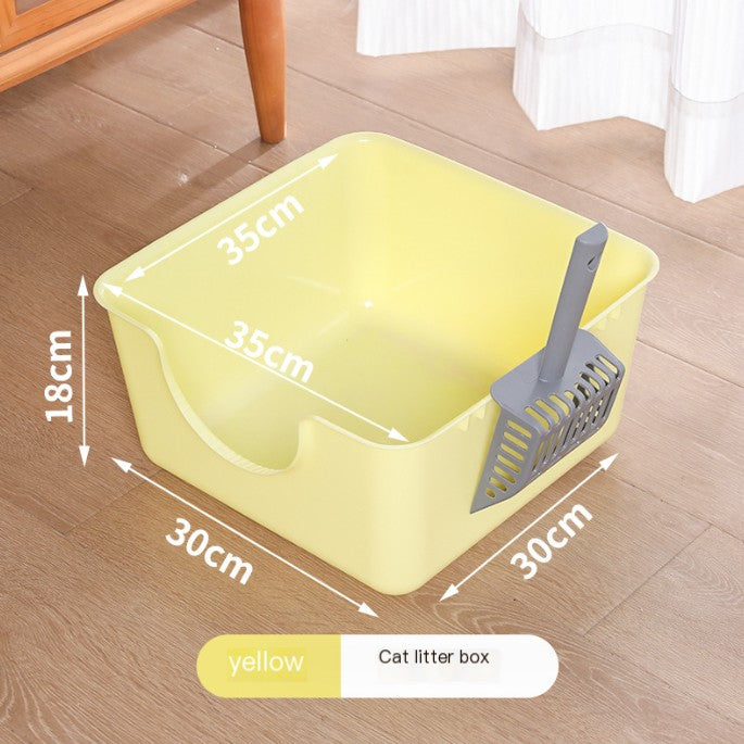 High Cat Litter Box with Square Fence (One Unit)