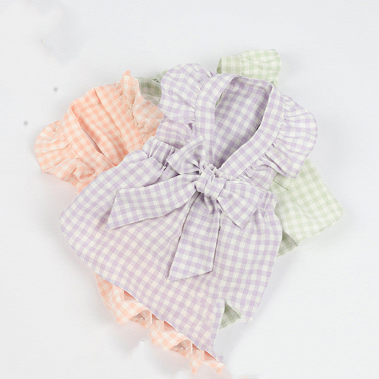 Plaid Bow Skirt Pet Clothes for Cats and Dogs