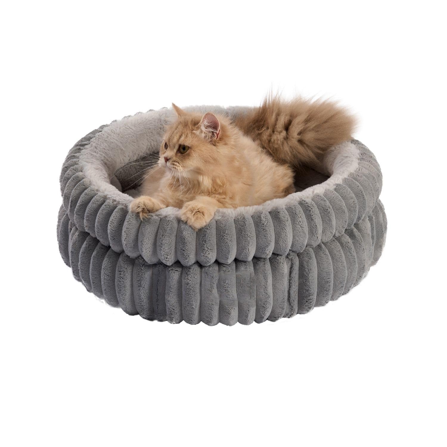 Washable Plush Cat Bed with Anti-Slip Bottom