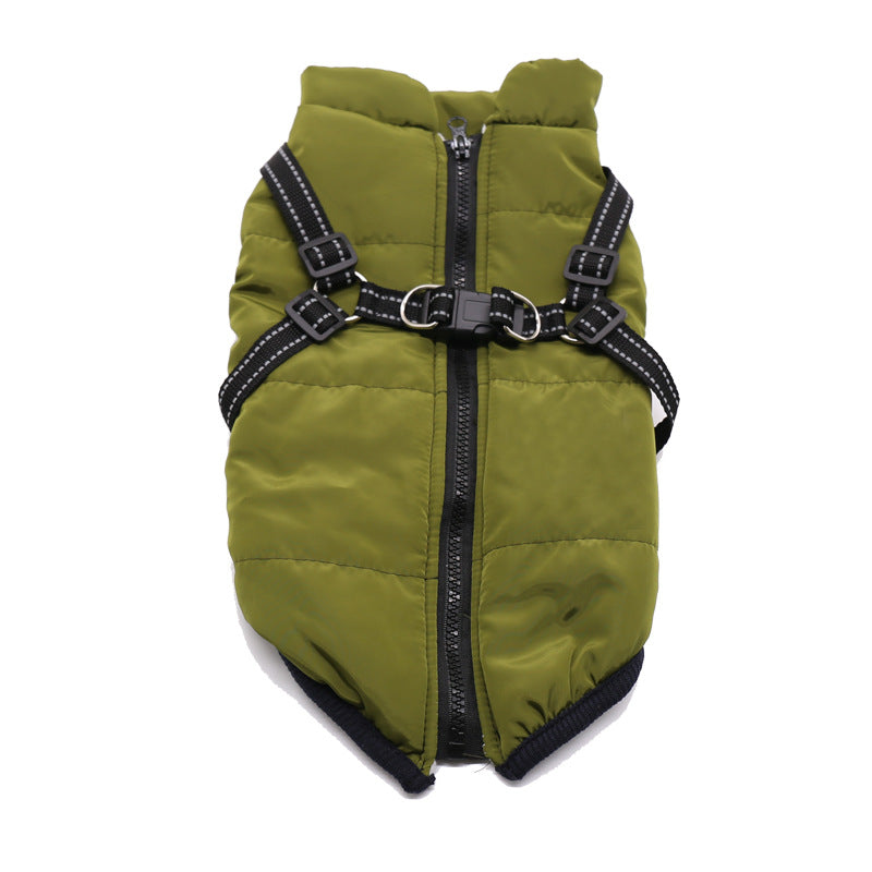 Winter Dog Cotton Coat with Integrated Vest Design