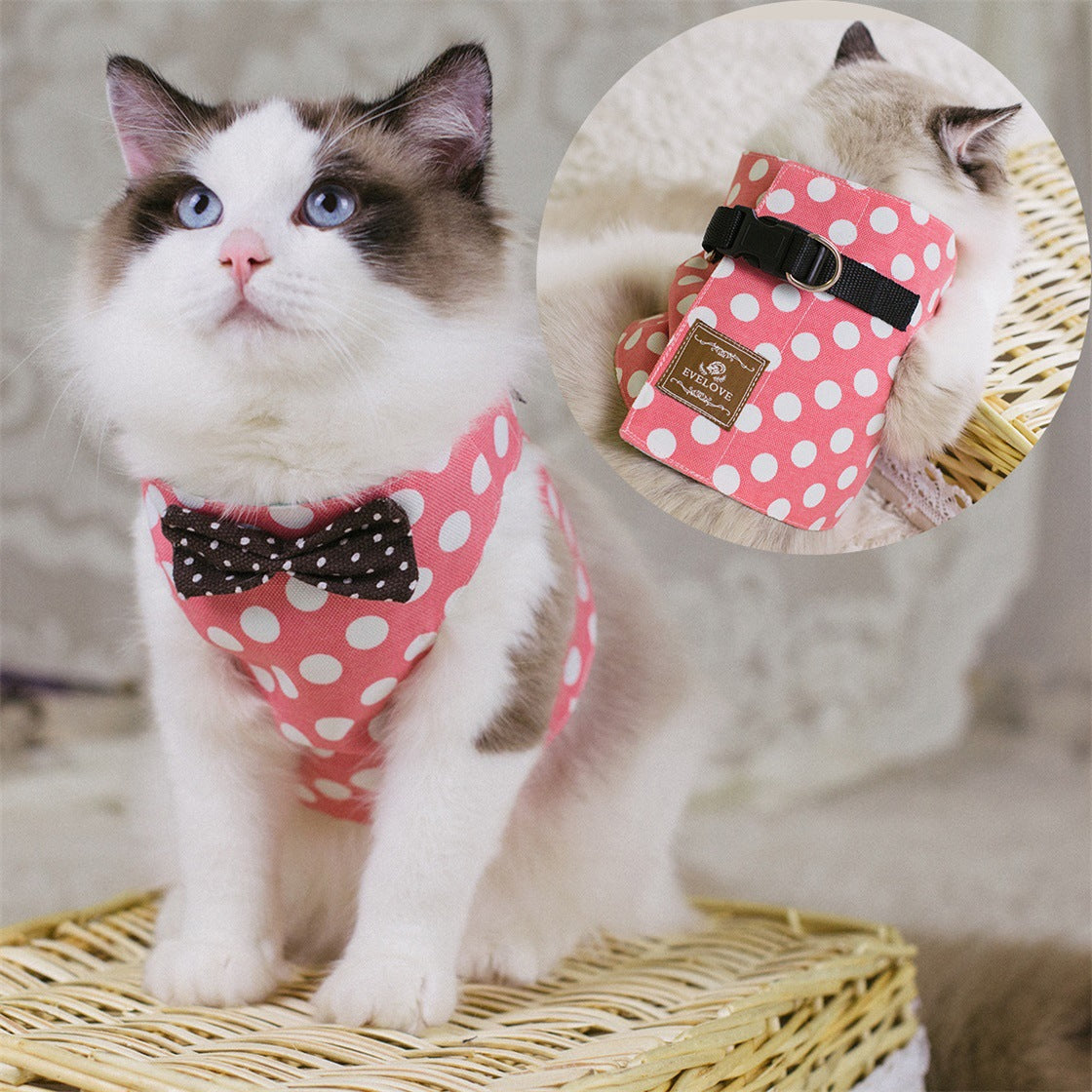 Cute Cat Chest Harness with Traction Rope