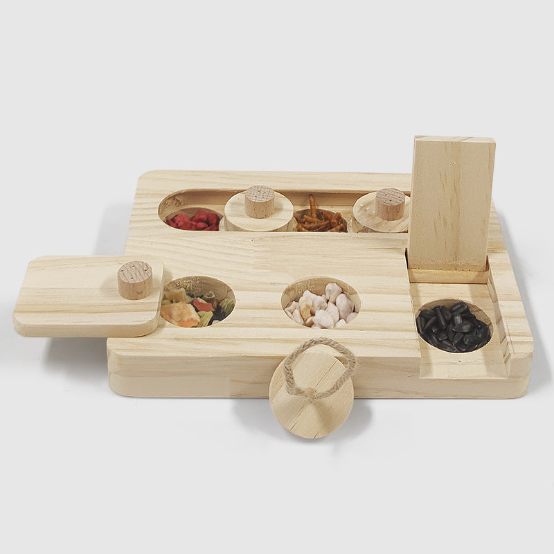 Wooden Foraging Puzzle Toy for Small Animals