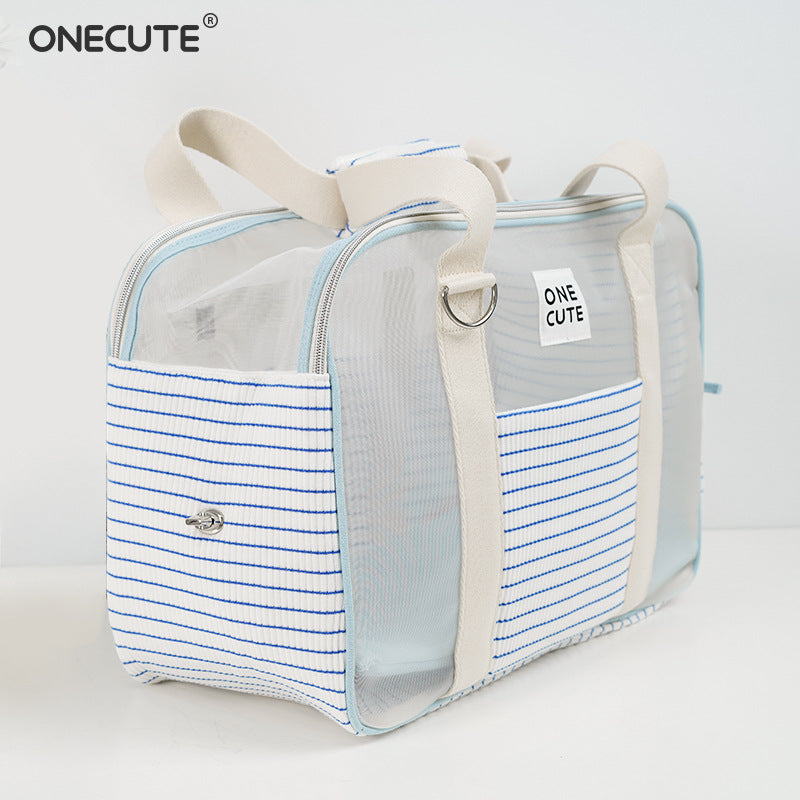OneCUTE Summer Blue White Striped Pet Carrier Bag