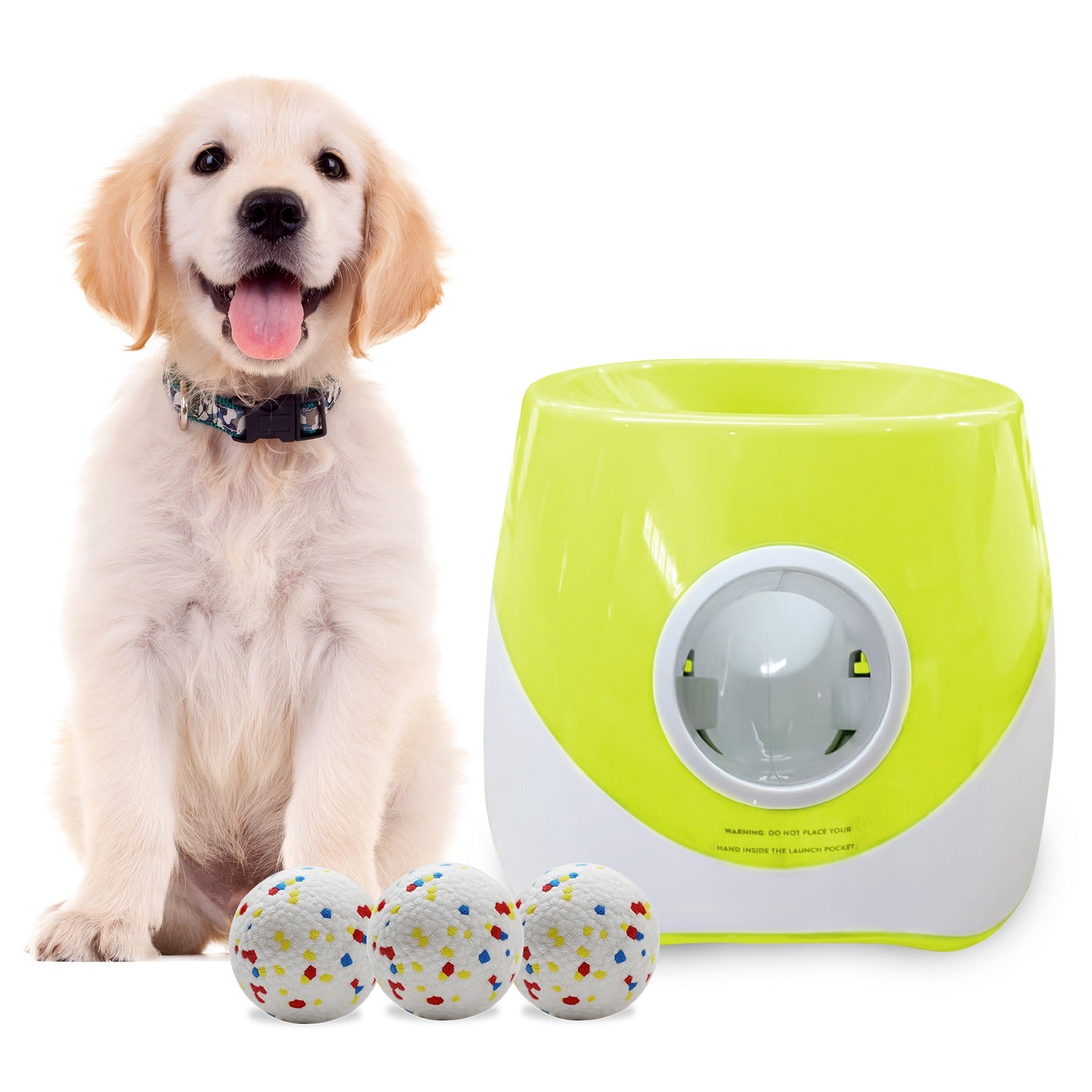 Interactive Dog Tennis Ball Launcher with 3 Balls