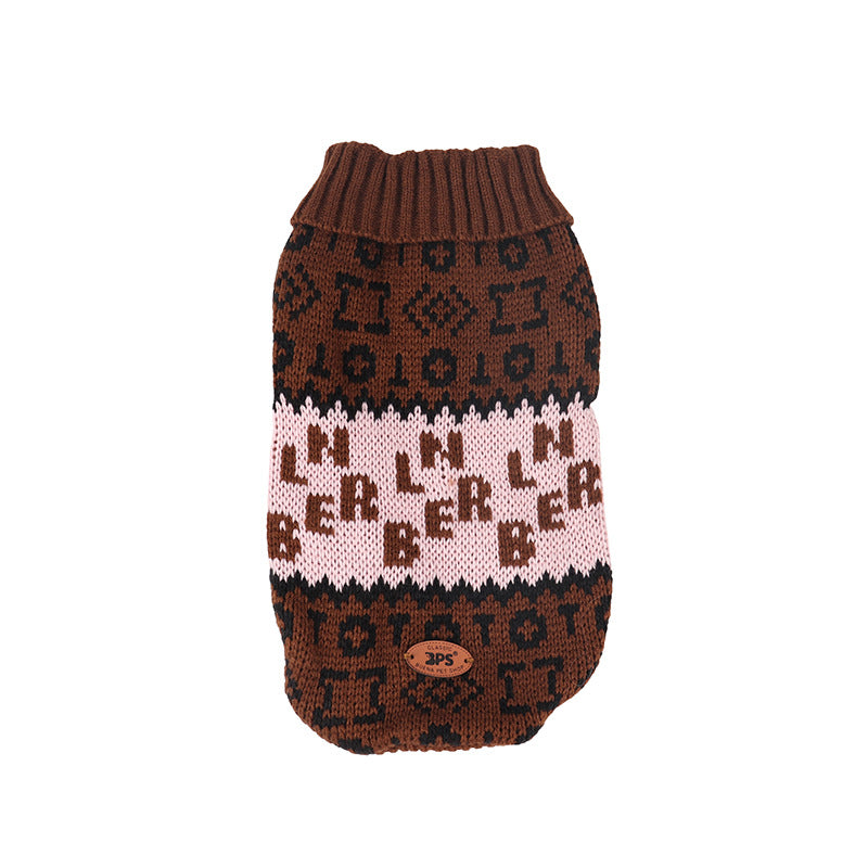 Knitted Dog Sweater with Letter Print for Small/Medium
