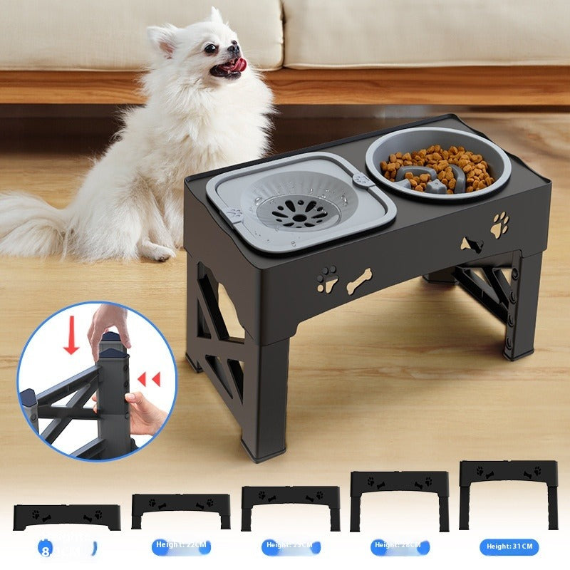 Adjustable Double Dog Bowl Stainless Steel Feeder