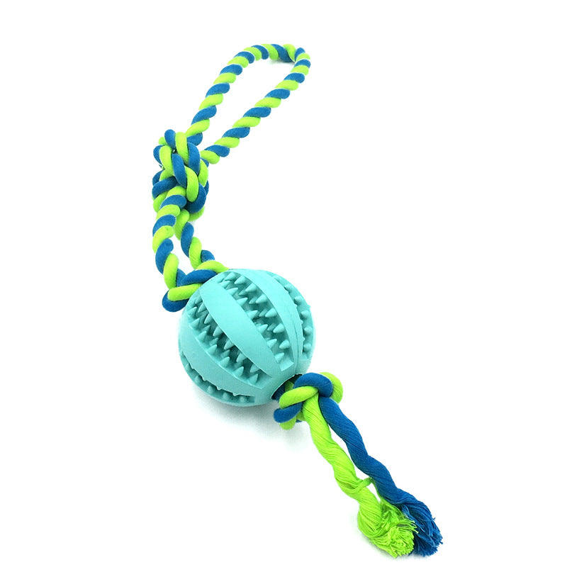 Cotton Rope Dog Toy with Rubber Ball for Tough Chewers