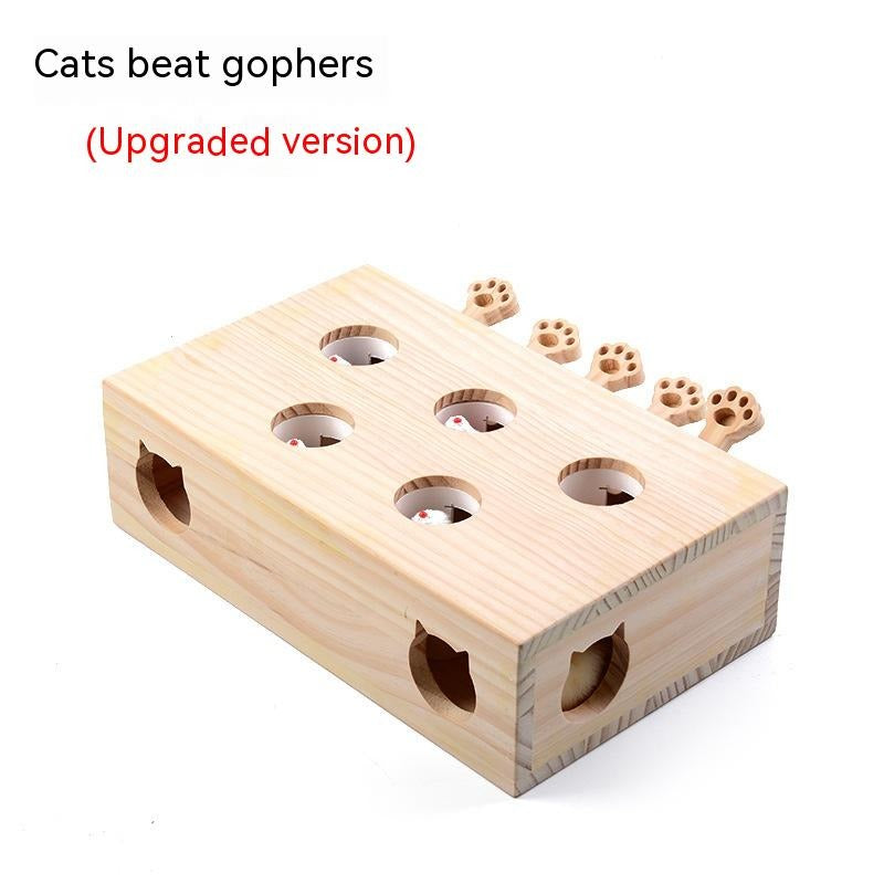 Solid Wood Catnip Whac-a-Mole Cat Toy