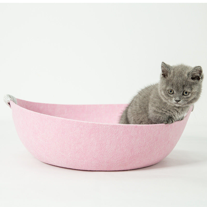 Universal Pet Bed for Cats - Felt and Bowl Design