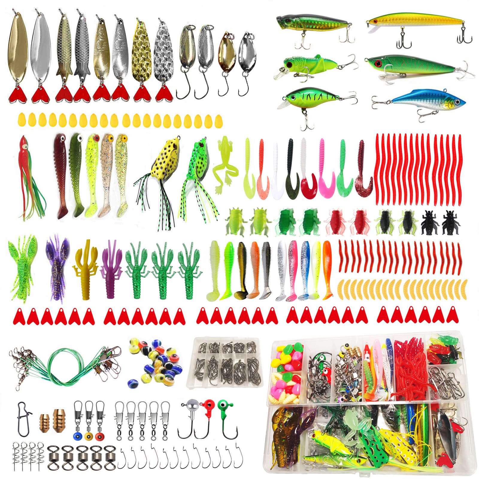 VAYTOP 437Pcs Fishing Lures Kit for Freshwater &SaltwaterBass Fishing Lure Kit Trout Bass Salmon Walleye Fishing HooksFishing tackle box Fishing Accessories Kit Lifelike Fish Bait