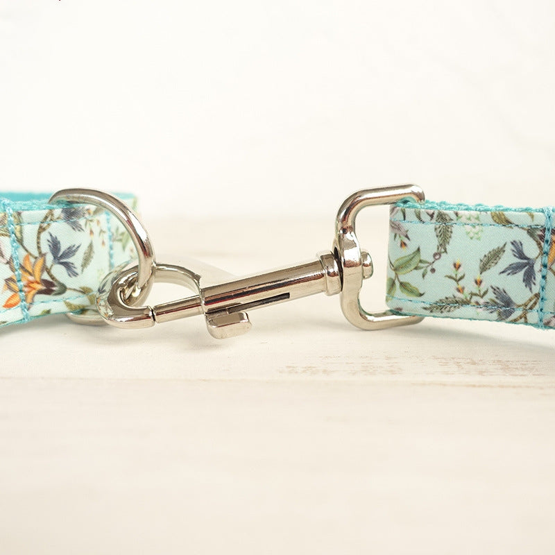 MUTTCO Printed Pet Dog Collar with Bow and Leash
