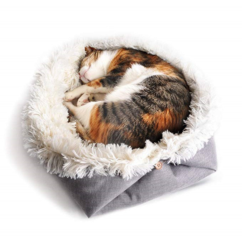 Dual-Use Cat Bed with Sleep Blanket and Tunnel