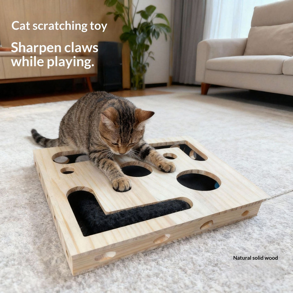 Solid Wood Maze Cat Toy