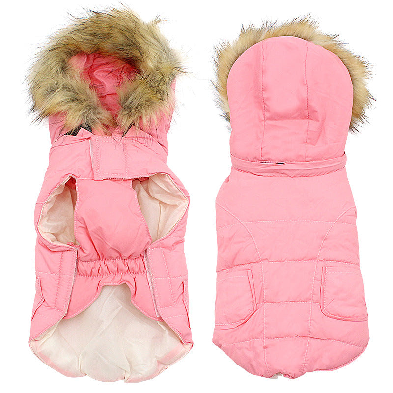 Detachable Hooded Fur Collar Dog Clothes for Winter