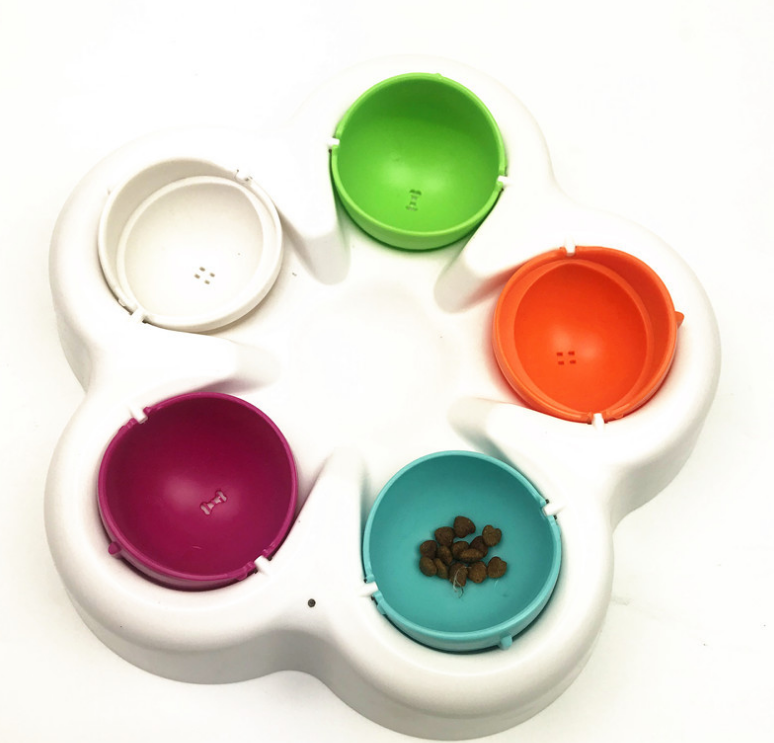 Cute Cat Slow Feeder Bowl with Five Compartments