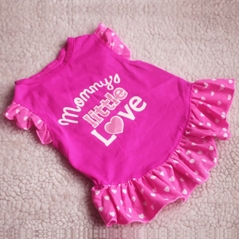 Cotton Pet Dress with Flutter Sleeves for Dogs