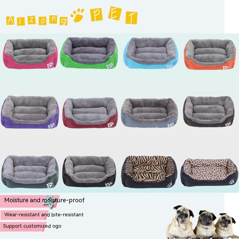 Four-Season Fleece-Lined Pet Cushion Bed