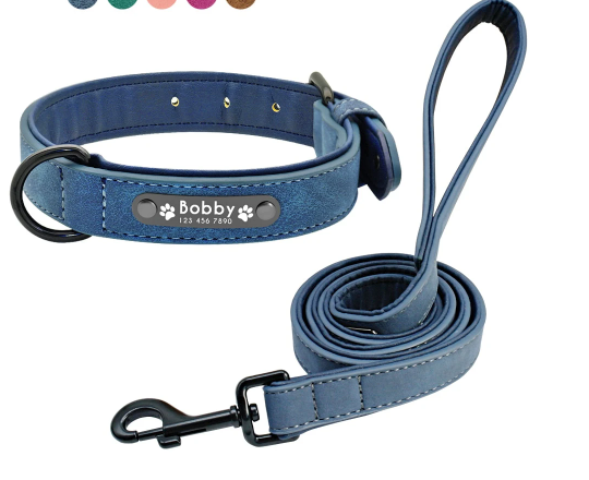 Personalized Leather Collar for Large Dogs (One Piece)