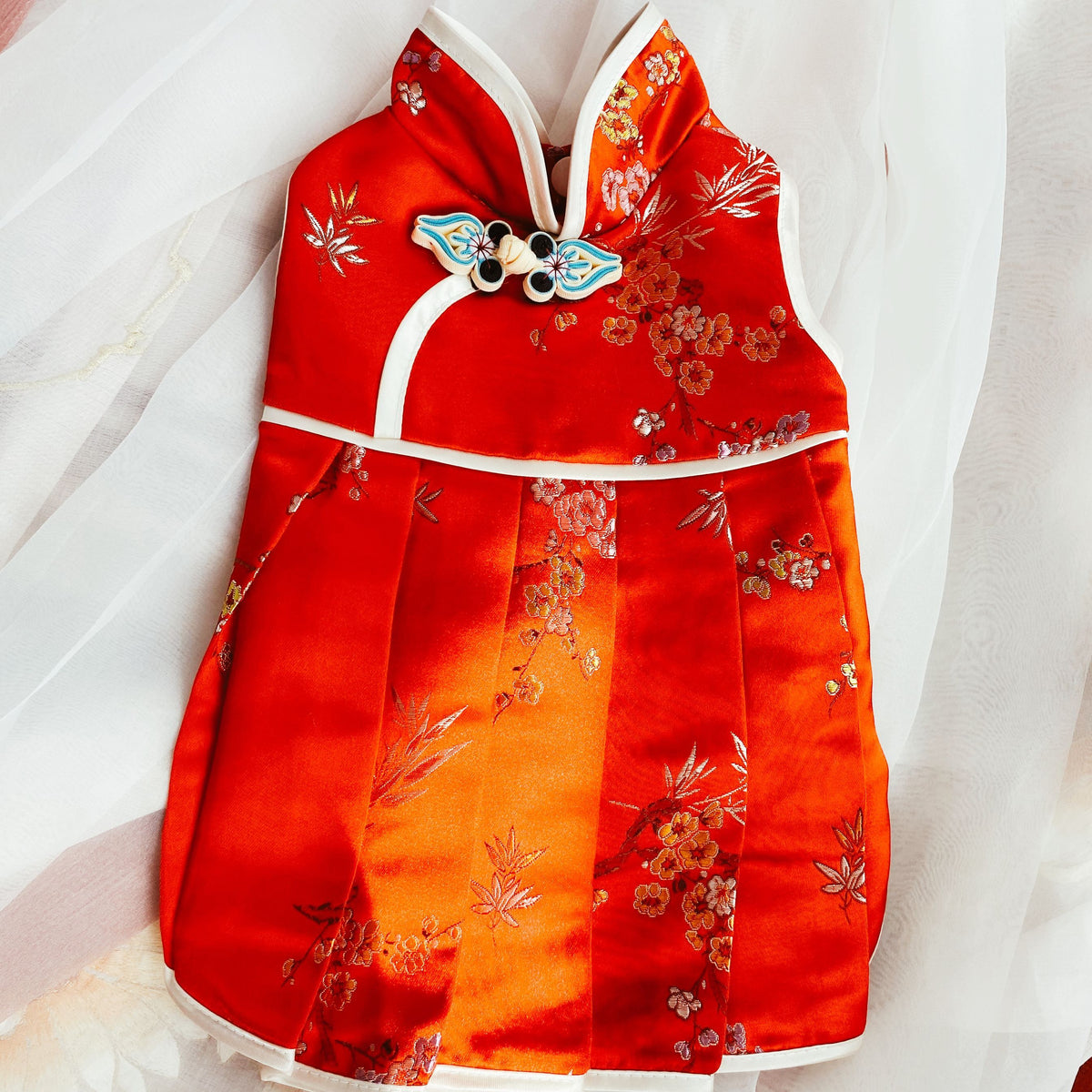 Pisces Red and Blue Chinese Style Pet Cheongsam