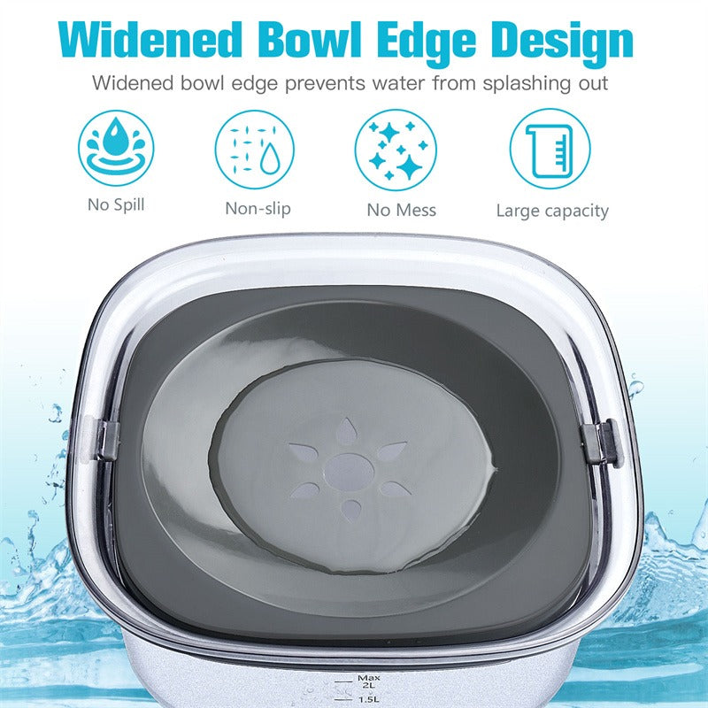 Spill-Proof Slow-Feed Pet Water Bowl (2L & 4L)