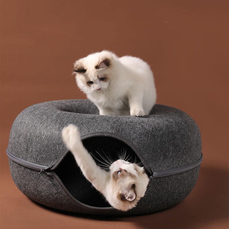 Round Wool Felt Cat Tunnel Nest