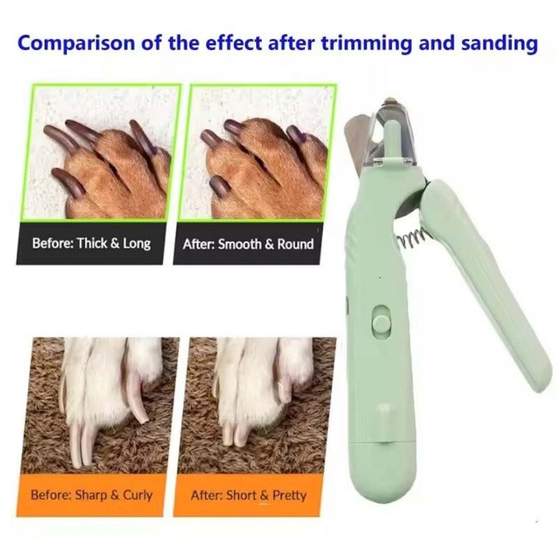 White Pet Nail Trimmer with Light 2-in-1 Clipper & Grinder