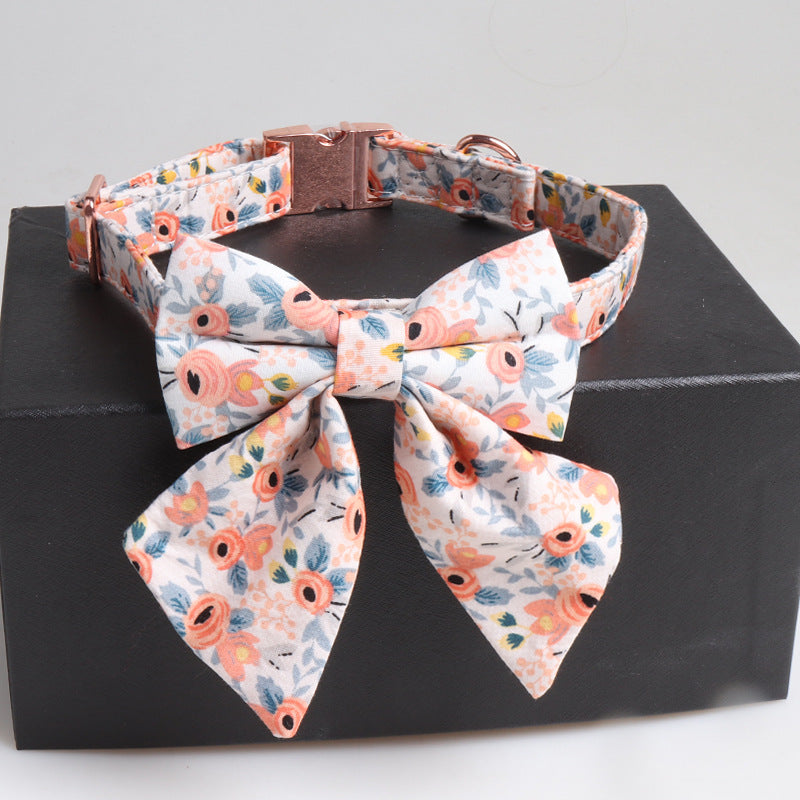 Fashionable Dog Collar with Bow and Print Design