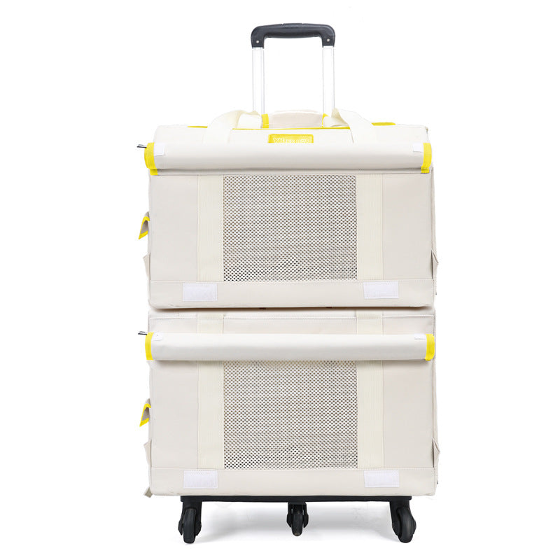 Double-Decker Pet Trolley Cat Carrier