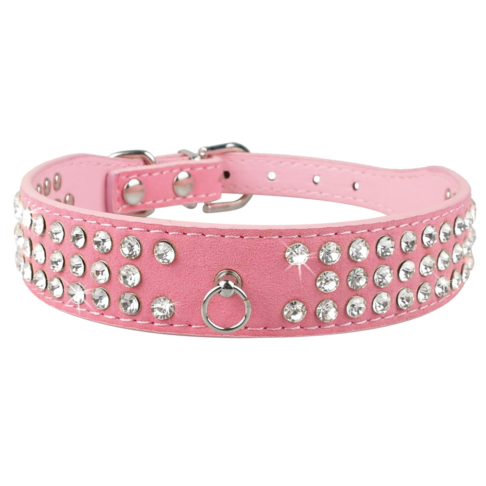 Korean Velvet Pet Leash with Rhinestone Design
