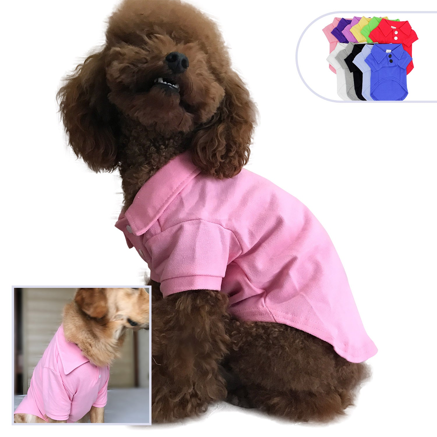 Cotton Dog Polo T-Shirt in Solid Colors for Pets