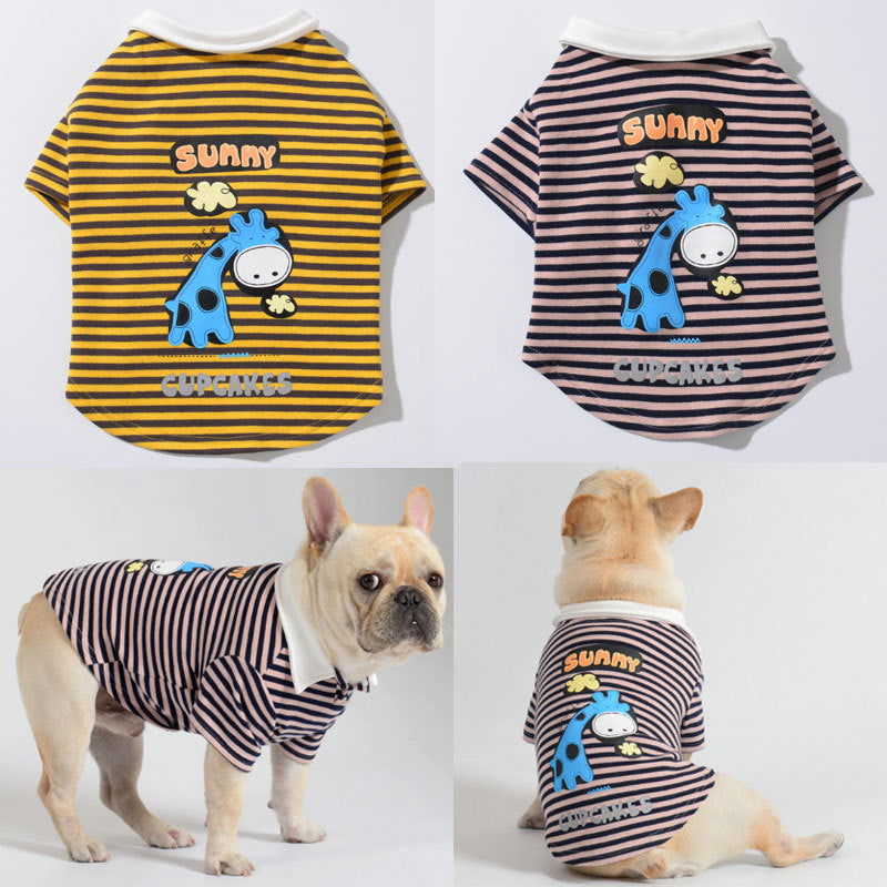 Striped Plush Warm Polo Sweater for Pets