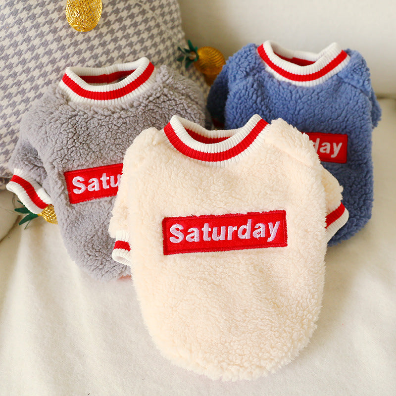 Teddy Dog & Cat Autumn/Winter Fleece Round Neck Outfit