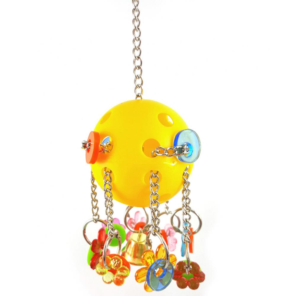 Yellow Flower-Shaped Parrot Chew Toy with Bell Ring