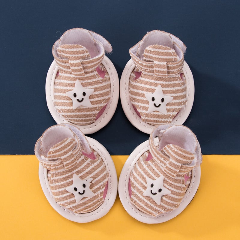 Striped Canvas Dog Summer Sandals with Soft Bottom