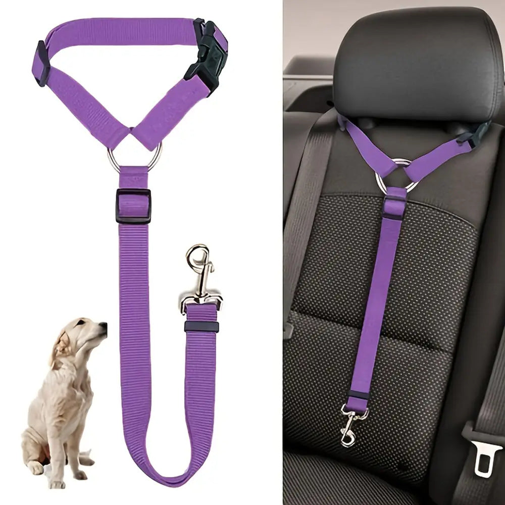 Adjustable 2-in-1 Pet Car Seat Belt & Leash