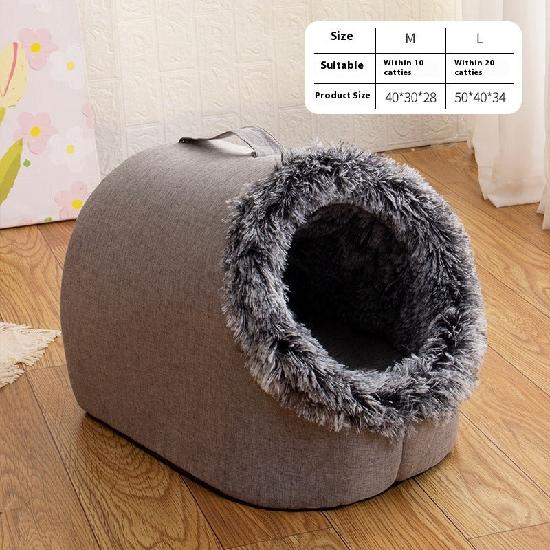 Fleece-Lined Cat Nest Sleeping Bag